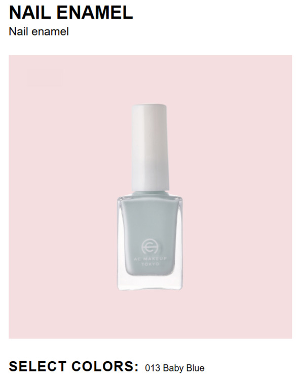 Nail polish swatch / manicure of shade AC Makeup Tokyo Baby Blue