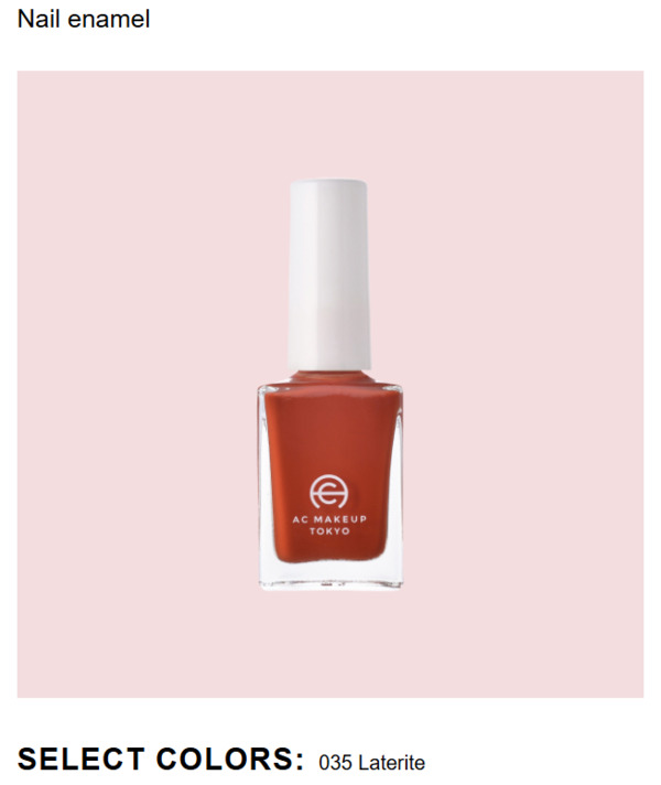 Nail polish swatch / manicure of shade AC Makeup Tokyo Laterite