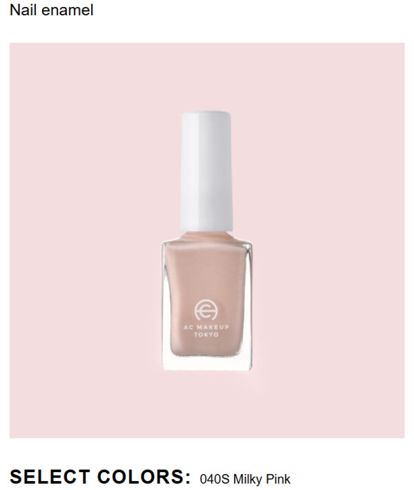 Nail polish swatch / manicure of shade AC Makeup Tokyo Milky Pink (S)