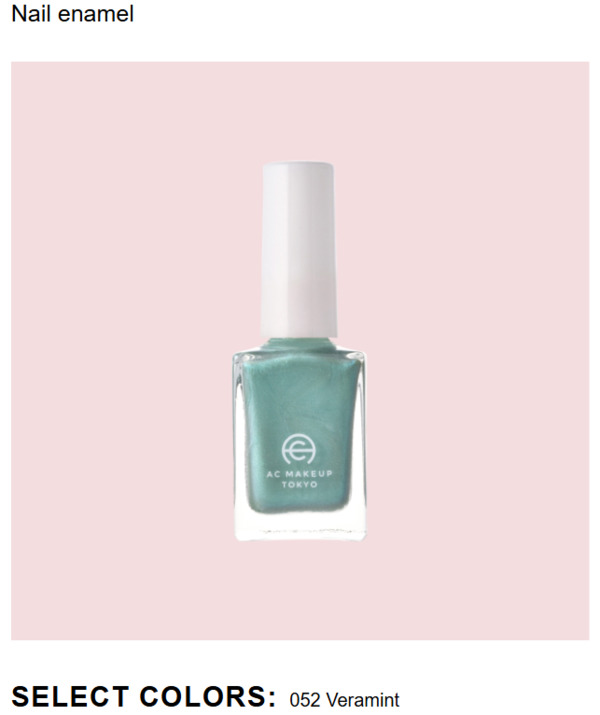 Nail polish swatch / manicure of shade AC Makeup Tokyo Veramint