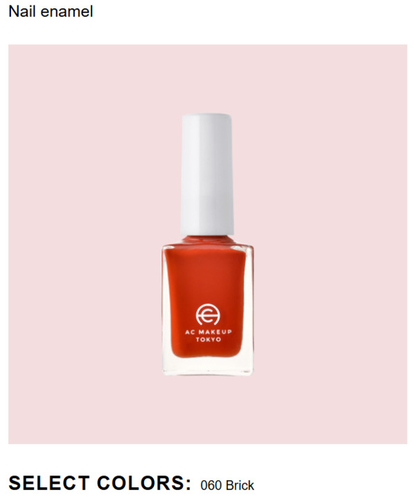 Nail polish swatch / manicure of shade AC Makeup Tokyo Brick