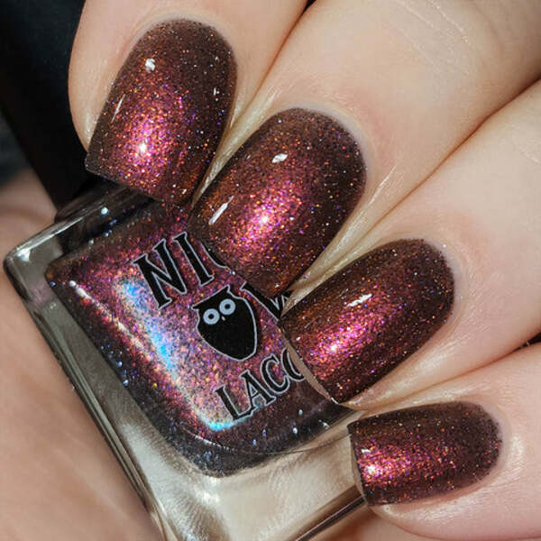 Nail polish swatch / manicure of shade Night Owl Lacquer Just South of Strange