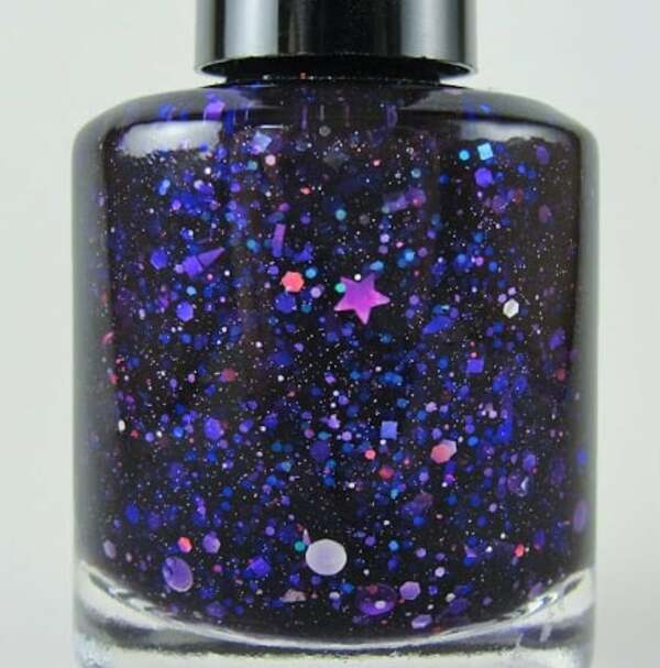 Nail polish swatch / manicure of shade Black Cat Lacquer Aquarius