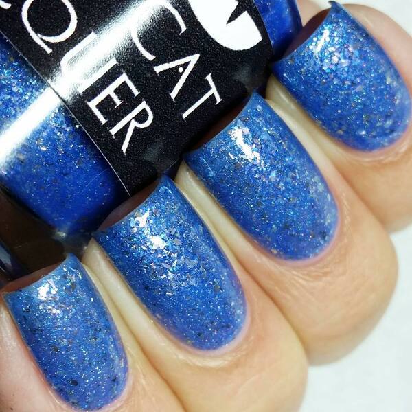 Nail polish swatch / manicure of shade Black Cat Lacquer Deep Blue