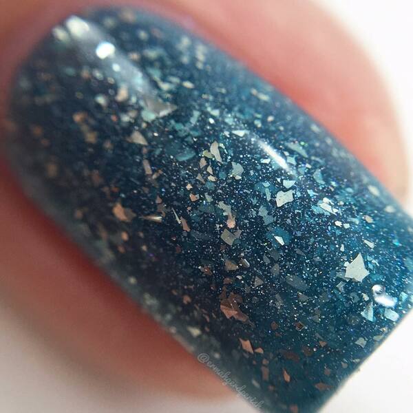 Nail polish swatch / manicure of shade Black Cat Lacquer Light and Magic