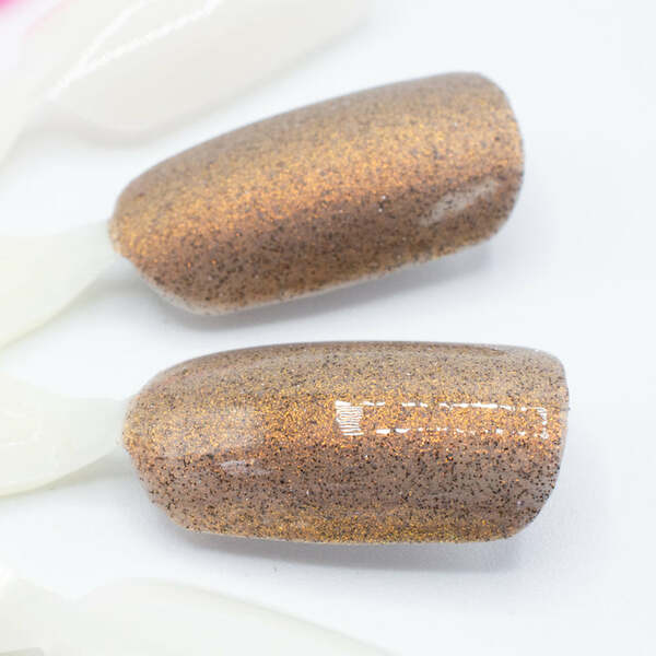 Nail polish swatch / manicure of shade Atomic Polish Brown Line