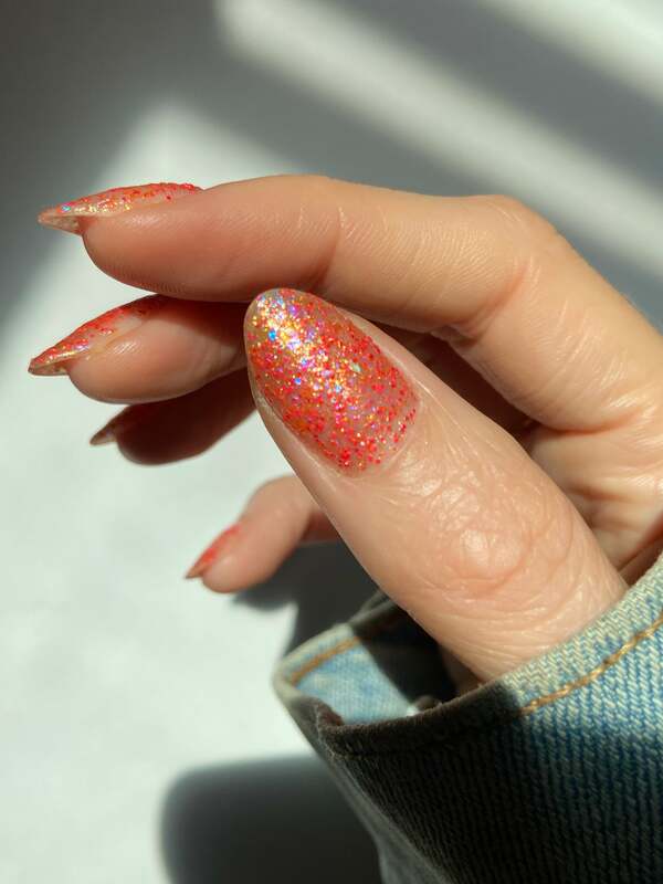 Nail polish swatch / manicure of shade Death Valley Nails Flaming Hot Cheeto Dust