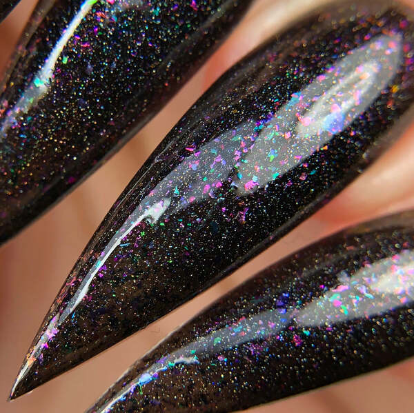Nail polish swatch / manicure of shade Nevermind Apothecary Gutter Glitter