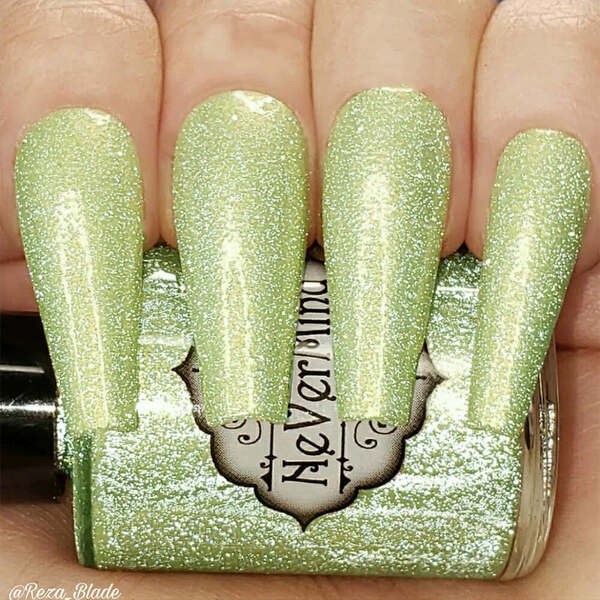 Nail polish swatch / manicure of shade Nevermind Apothecary Matcha Cream Puff