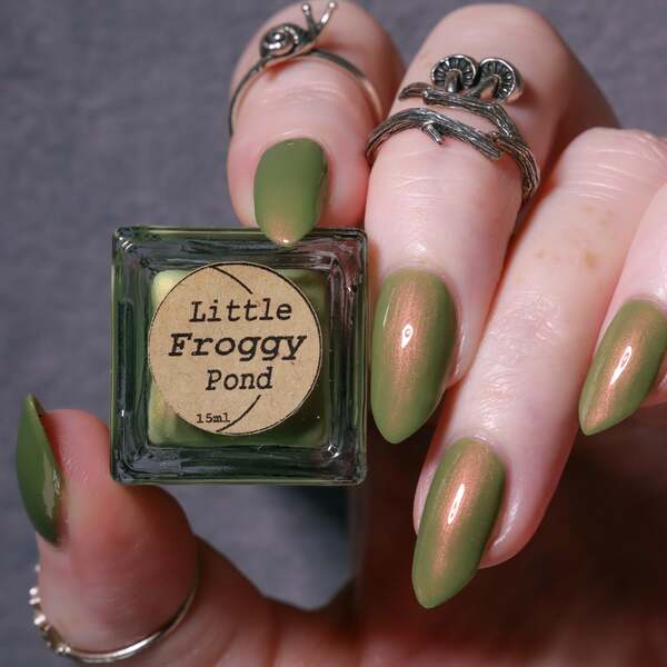 Nail polish swatch / manicure of shade Arcana Lacquer Little Froggy Pond
