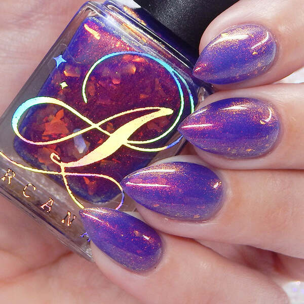 Nail polish swatch / manicure of shade Arcana Lacquer Down the Riverwell