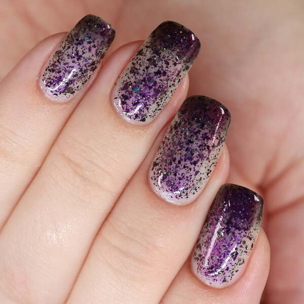 Nail polish swatch / manicure of shade Arcana Lacquer Drops of Ink