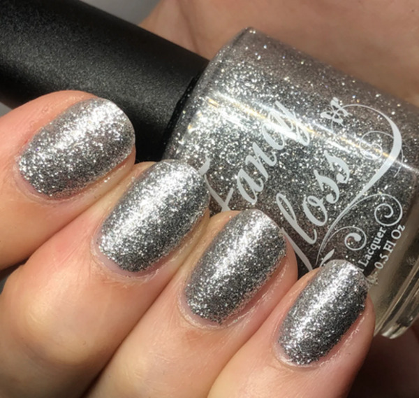 Nail polish swatch / manicure of shade Fancy Gloss Silver Twinkle