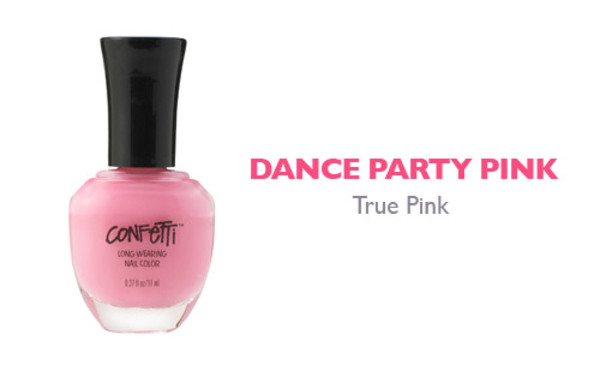 Nail polish swatch / manicure of shade Confetti Dance Party Pink