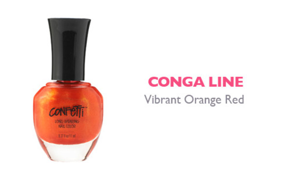 Nail polish swatch / manicure of shade Confetti Conga Line