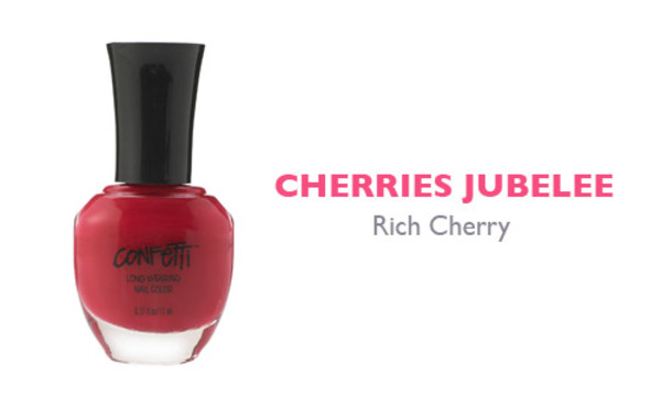 Nail polish swatch / manicure of shade Confetti Cherries Jubilee