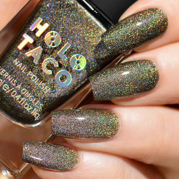 Nail polish swatch / manicure of shade Holo Taco Dirty Martini