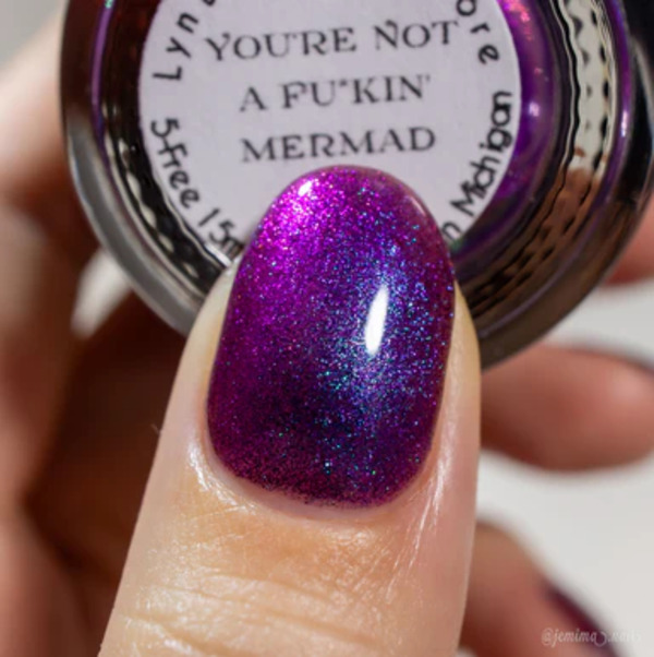 Nail polish swatch / manicure of shade LynB Designs You're Not a Fu*kin' Mermaid
