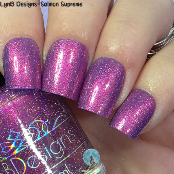 Nail polish swatch / manicure of shade LynBDesigns Salmon Supreme