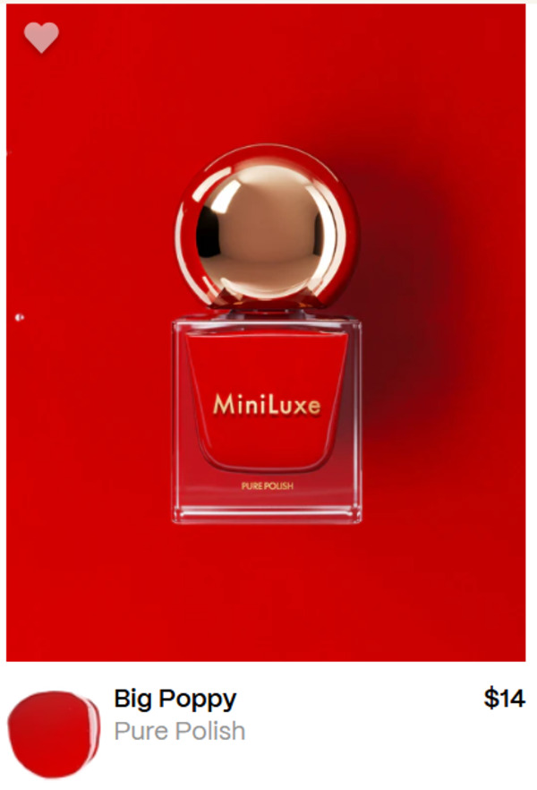 Nail polish swatch / manicure of shade MiniLuxe Big Poppy