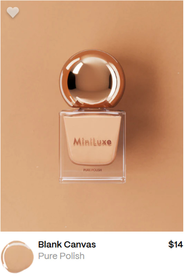 Nail polish swatch / manicure of shade MiniLuxe Blank Canvas