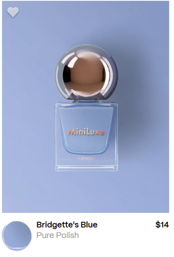 Nail polish swatch / manicure of shade MiniLuxe Bridgette's Blue