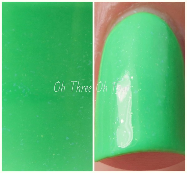 Nail polish swatch / manicure of shade Above the Curve Neon Green