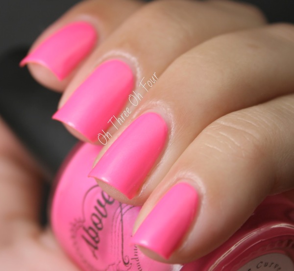 Nail polish swatch / manicure of shade Above the Curve Neon Pink