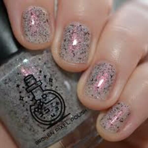 Nail polish swatch / manicure of shade Broken Pixel Polish How to Survive a Funeral