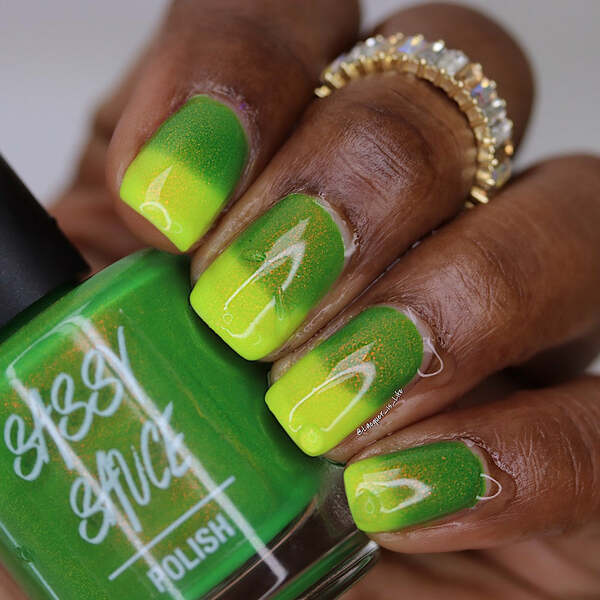Nail polish swatch / manicure of shade Sassy Sauce Polish Absinthe Minded