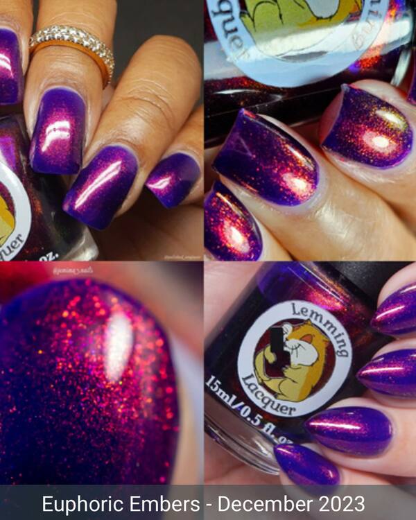 Nail polish swatch / manicure of shade Lemming Lacquer Euphoric Embers