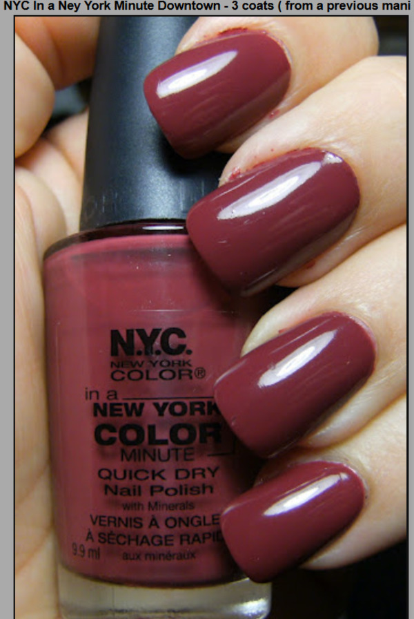 Nail polish swatch / manicure of shade NYC Downtown