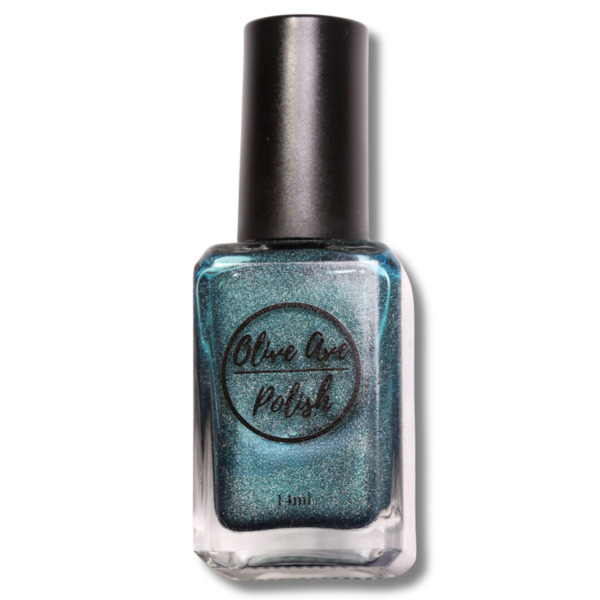 Nail polish swatch / manicure of shade Olive Ave Polish Bondi blue