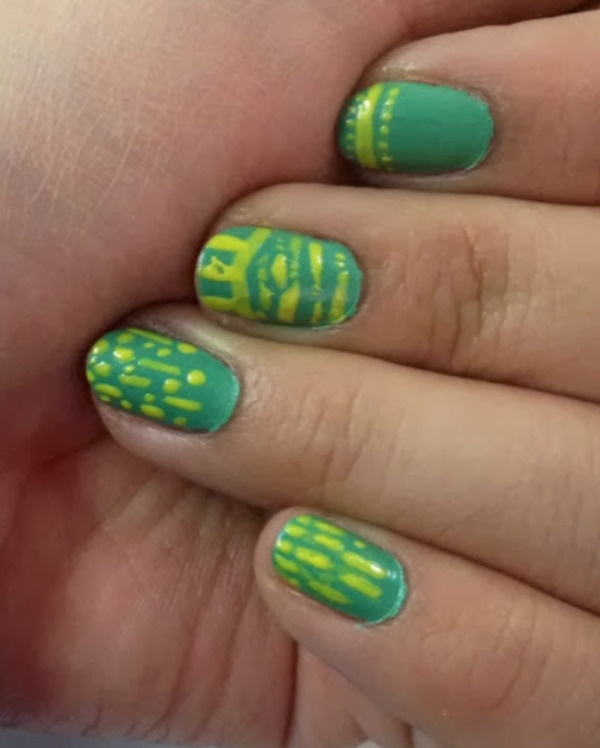 Nail polish swatch / manicure of shade Revlon Monet, Monet