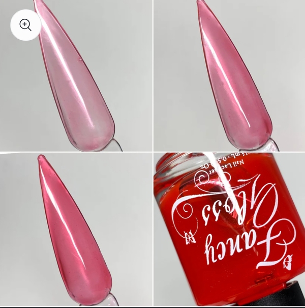 Nail polish swatch / manicure of shade Fancy Gloss Strawberry Jelly