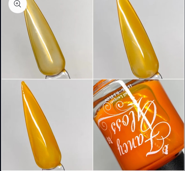 Nail polish swatch / manicure of shade Fancy Gloss Orange Jelly