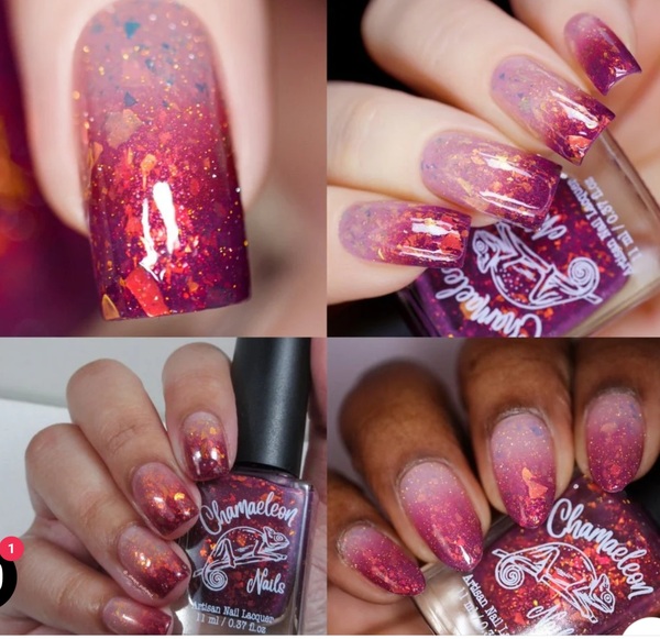 Nail polish swatch / manicure of shade Chamaeleon Nails Newborn Flame