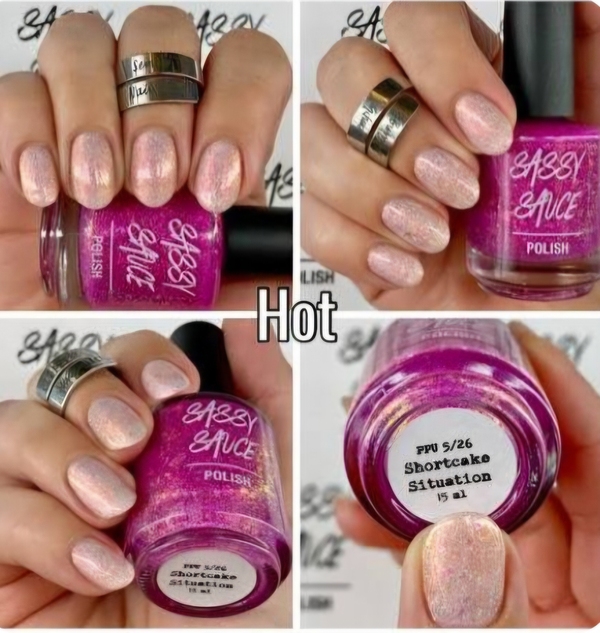 Nail polish swatch / manicure of shade Sassy Sauce Polish Strawberry Shortcake