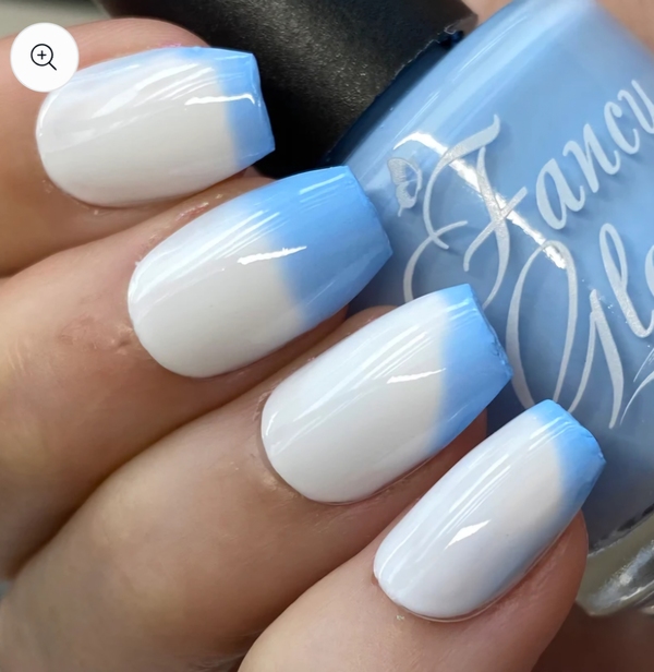 Nail polish swatch / manicure of shade Fancy Gloss Sky Foam
