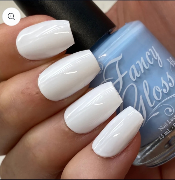 Nail polish swatch / manicure of shade Fancy Gloss Sky Foam