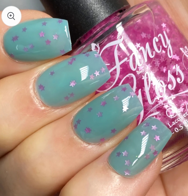 Nail polish swatch / manicure of shade Fancy Gloss Pink Mini Stars