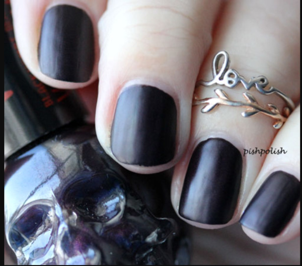 Nail polish swatch / manicure of shade Blackheart Plum Vamp Satin Matte