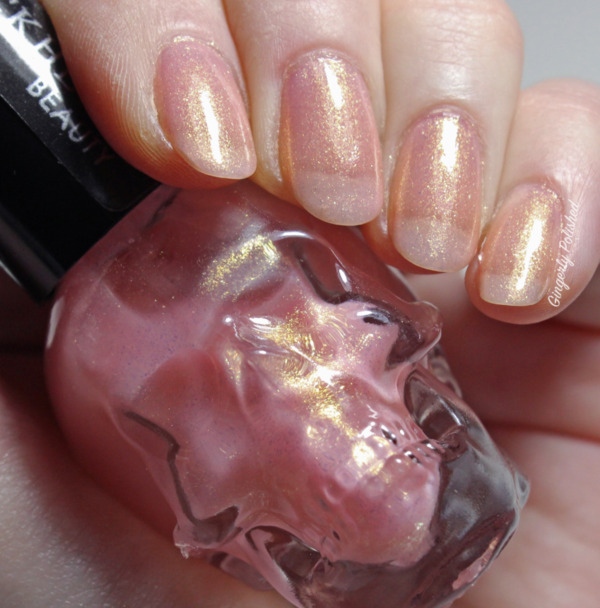 Nail polish swatch / manicure of shade Blackheart Pale Pink Shimmer