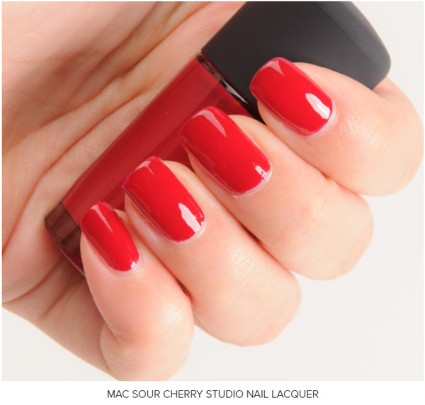 Nail polish swatch / manicure of shade MAC Sour Cherry