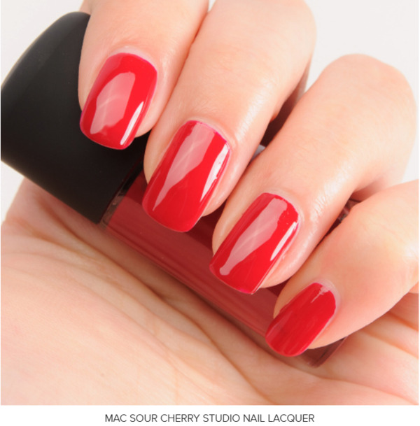 Nail polish swatch / manicure of shade MAC Sour Cherry