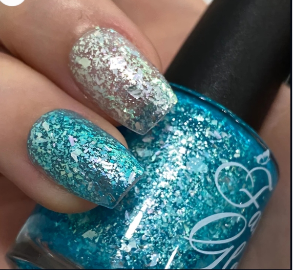 Nail polish swatch / manicure of shade Fancy Gloss Frozen Paradise