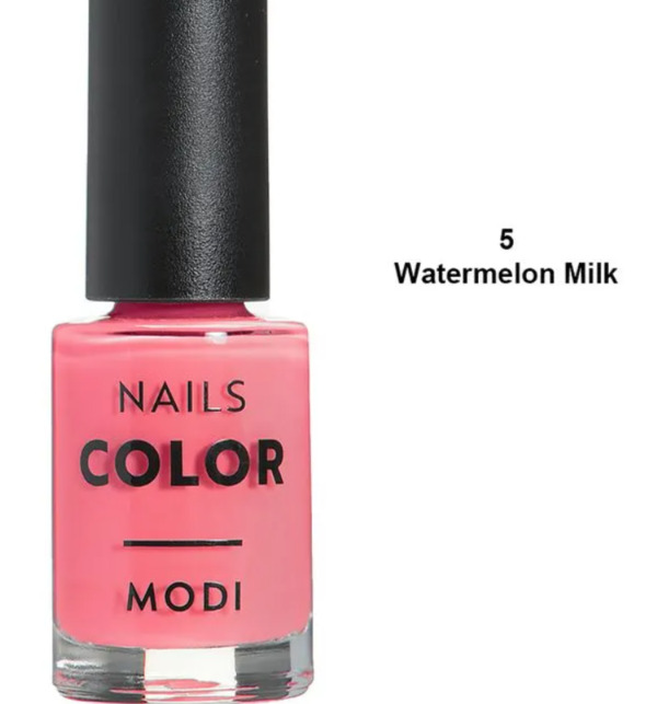 Nail polish swatch / manicure of shade Modi Watermelon Milk