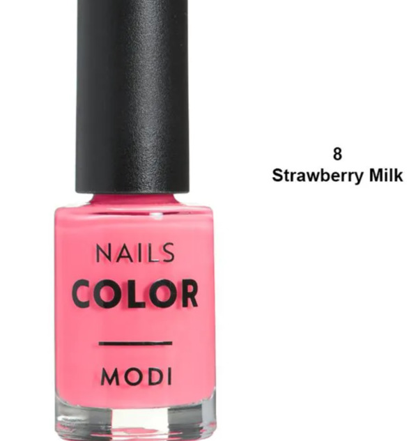 Nail polish swatch / manicure of shade Modi Strawberry Milk
