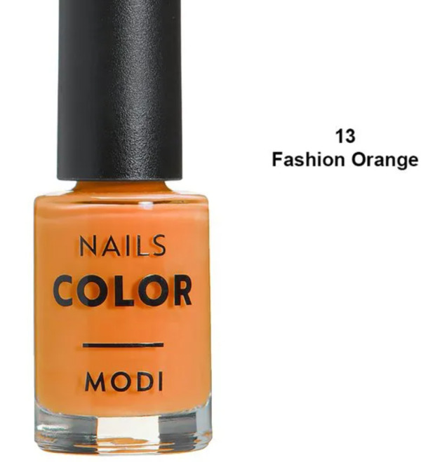 Nail polish swatch / manicure of shade Modi Fashion Orange