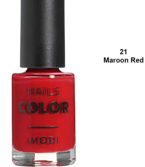 Nail polish swatch / manicure of shade Modi Maroon Red
